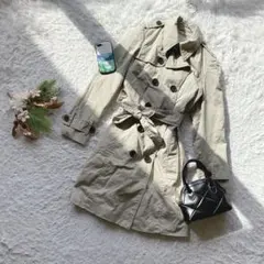 【ザラベーシック】 (M) トレンチコート ロング丈 Aライン 上品 きれいめ