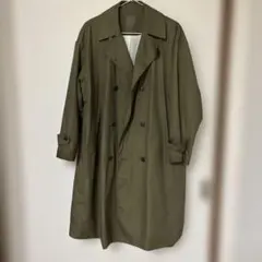 無印良品　オリーブ色ダブルブレストトコート S-M