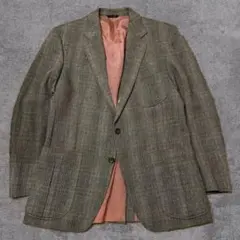 70s DAKS グレー系 チェック柄 テーラードジャケット ヴィンテージ　L