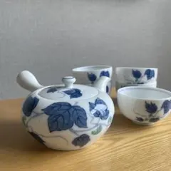 たち吉 橘吉 茶器セット 急須 湯呑み5客 染付 花唐草