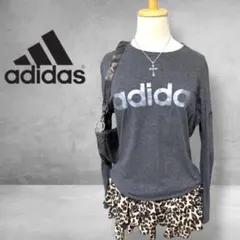 adidas アディダス Tシャツ 長袖 グレー キラキラ Y2K