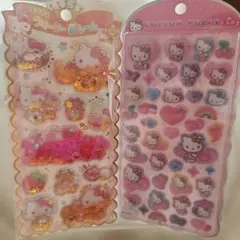 ね*ぎ様 ハローキティ　キラキラウォーターインシールコットンパフィー