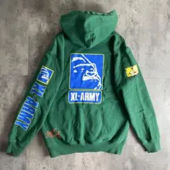 X-LARGE エクストララージ XL-ARMY パーカー 緑 M