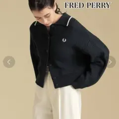 FRED PERRY × Ray BEAMS 別注 カーディガン　ネイビー　M