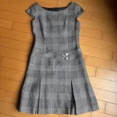 QUEENS COURT チェック柄 半袖 ひざ丈ワンピース サイズ2
