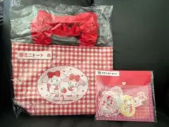 mikko サンリオ当りくじ ミニトートバッグ赤 ステッカーセット 2点セット