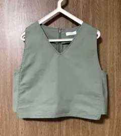 Vネック ベスト ジレ オリーブグリーン カーキ