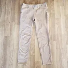 ベージュ 裏起毛 カジュアルパンツ