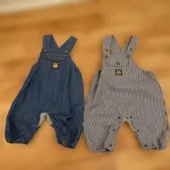 PVEILLE デニム・ストライプオーバーオール2点セット