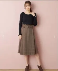 新品⭐︎チェック柄サイドチュールプリーツ切替スカート