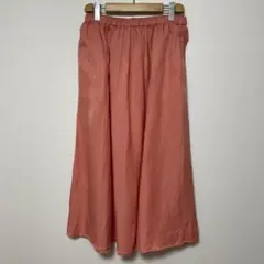 ピンク フレアスカート M リネン混 ウエストゴム