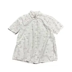 総柄シャツ　半袖　ヨット柄　コットン George. ホワイト L 8dのサムネイル