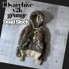 00s leopard hooded far jacket y2k grunge