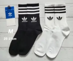新品 アディダス オリジナルス M ホワイト×ブラック ソックス 2足のサムネイル