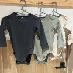 H&M リブ素材 長袖ロンパース 3色セット