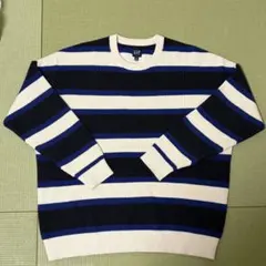 GAP ニット セーター XL メンズ ボーダーリブ編み ネイビー系 コットン混