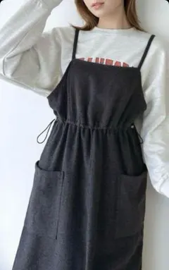 ヘリンボーン　キャミワンピース　ブラック