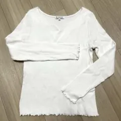 超美品⭐︎グローバルワーク　白リブTシャツ　裾フリル　M