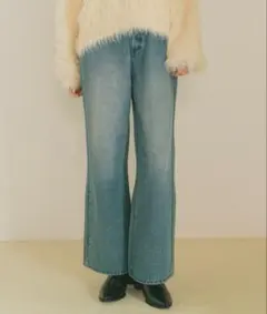 vannieu オーバーダイセミフレアデニムパンツ