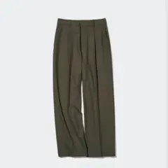 ユニクロ タックワイドパンツ XS補正ありオリーブ