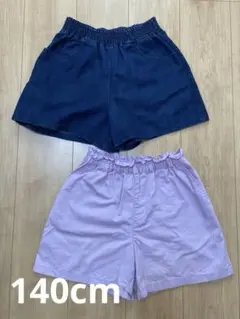 UNIQLO キュロット　デニム　パープル ハイソックス　ミントグリーン１足3点