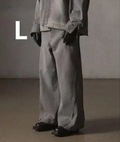 【GRANCY】ジップデザイン バギーデニム パンツ Lサイズ