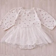 バースデイ　ロンパース　さくらんぼ　チェリー　80 チュール　長袖　女の子