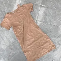 フィラ ワンピース 半袖 ベージュ 綿100 肩開き カジュアル Fサイズ