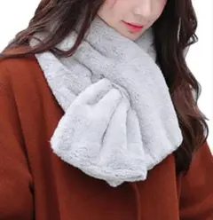 【色: グレー】[ココマリ] ふわふわ フェイク ファー マフラー あったかい
