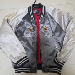 鷲刺繍 グレー スカジャン