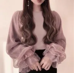 最終値下げ GRL 薄紫フリルスリーブトップス