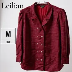 【美品】Leilian レリアン　チェック柄　長袖　レッド 9号 赤　ブラウス