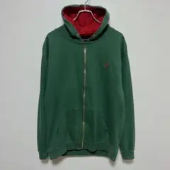 ノーティカ　フルジップスウェットパーカー　ワンポイントロゴ刺繍　グリーン色