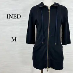 美品★ INED イネド　パーカー　ゴールドダブルファスナー　ネイビー　Mのサムネイル