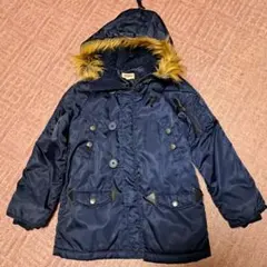 AVIREX　キッズ　フード付きコート　130cm 　背中ロゴ入り　ネイビー