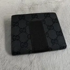 GUCCI グッチ　折り財布　キャンバス　ブラック　ミニウォレット　GG