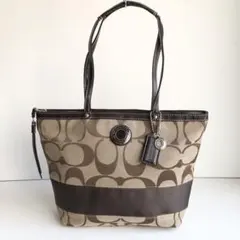 新品保管✨COACH コーチ ハンドバッグ シグネチャー レザー キャンバス