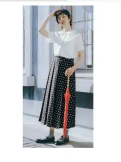 ドット　プリーツスカート　水玉