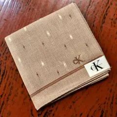 CKカルバンクラインブラウンベージュドット柄ブランドハンカチ