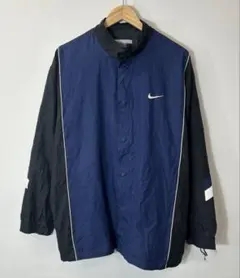 90s NIKE ナイロンジャケット 紺黒 XL 古着