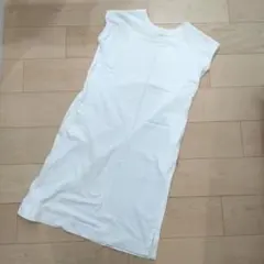 【coen】USAコットン フレンチスリーブ膝丈ワンピース 白 FREE