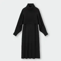 【GU】ニットワンピース+クロスデザインニットセット ブラック