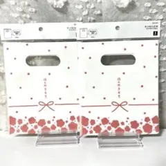 ギフト袋 赤い花柄 ２セット　和紙フィルム　水引き