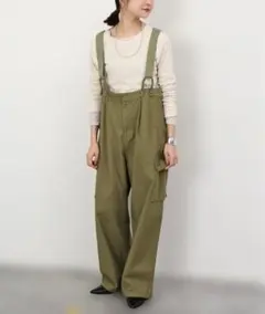 スローブイエナ/サスペンダー/カーゴサロペット/バックサテン/1タック/ゆったり