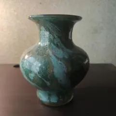 青緑色のマーブル模様 花瓶