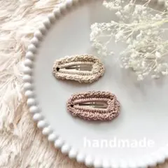 編み物　ヘアピン　かぎ編み　ヘアアクセ　キッズ　ベビー　ハンドメイド