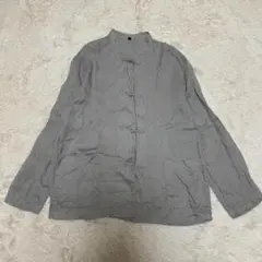 MUJI 無印　ジャケット　羽織り　大きいサイズ　チャイニーズ　麻　グレー