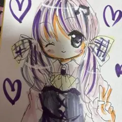 手描きイラスト。小色紙。女の子