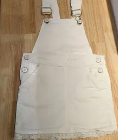 ホワイト ジャンバースカート ジャンスカ