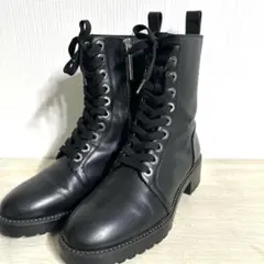 ZARA レースアップレザーショートブーツ 24cm